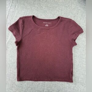 American Eagle Outfitters Plum Waffle Knit Top